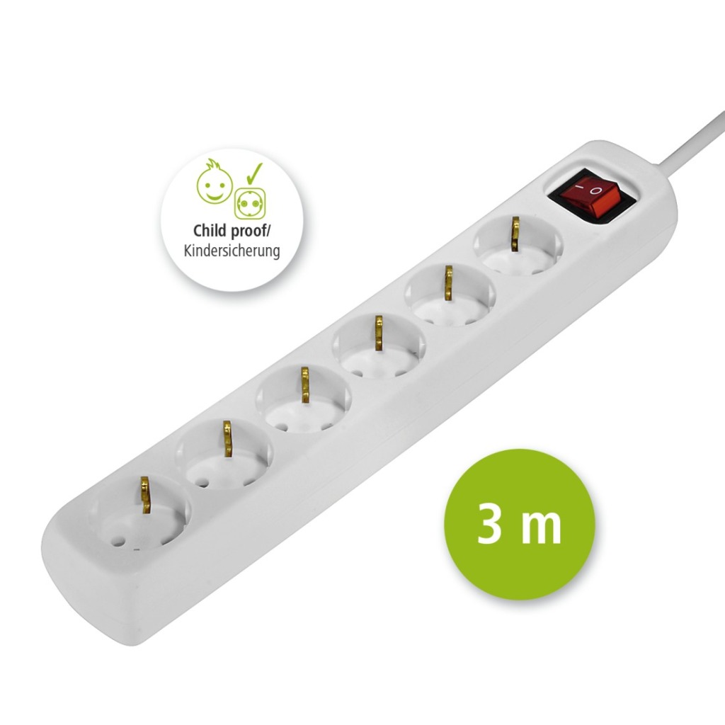 Hama Distribution Panel 6 Sockets With Switch Child-proof 3 M White - Afbeelding 2