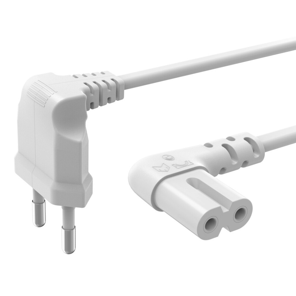 Hama Netsnoer Aan Beide Zijden Haaks Euro-stekker Dubbele Groef/C7 5 M Wit - Afbeelding 2