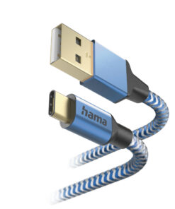 Hama Oplaadkabel Reflective USB-A - USB-C 1,5 M Nylon Blauw - Afbeelding 3