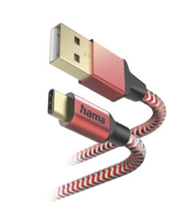 Hama Oplaadkabel Reflective USB-A - USB-C 1,5 M Nylon Rood - Afbeelding 3