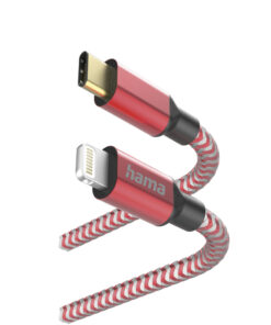 Hama Oplaadkabel Reflective USB-C - Lightning 1,5 M Nylon Rood - Afbeelding 3