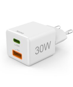Hama Snellader 1x USB-C PD 1x USB-A QC Mini-oplader 30 W Wit