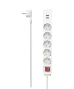 Hama Stekkerdoos 5-voudig USB-C/A 18W PD/QC&trade; Schak. Platte St. 1