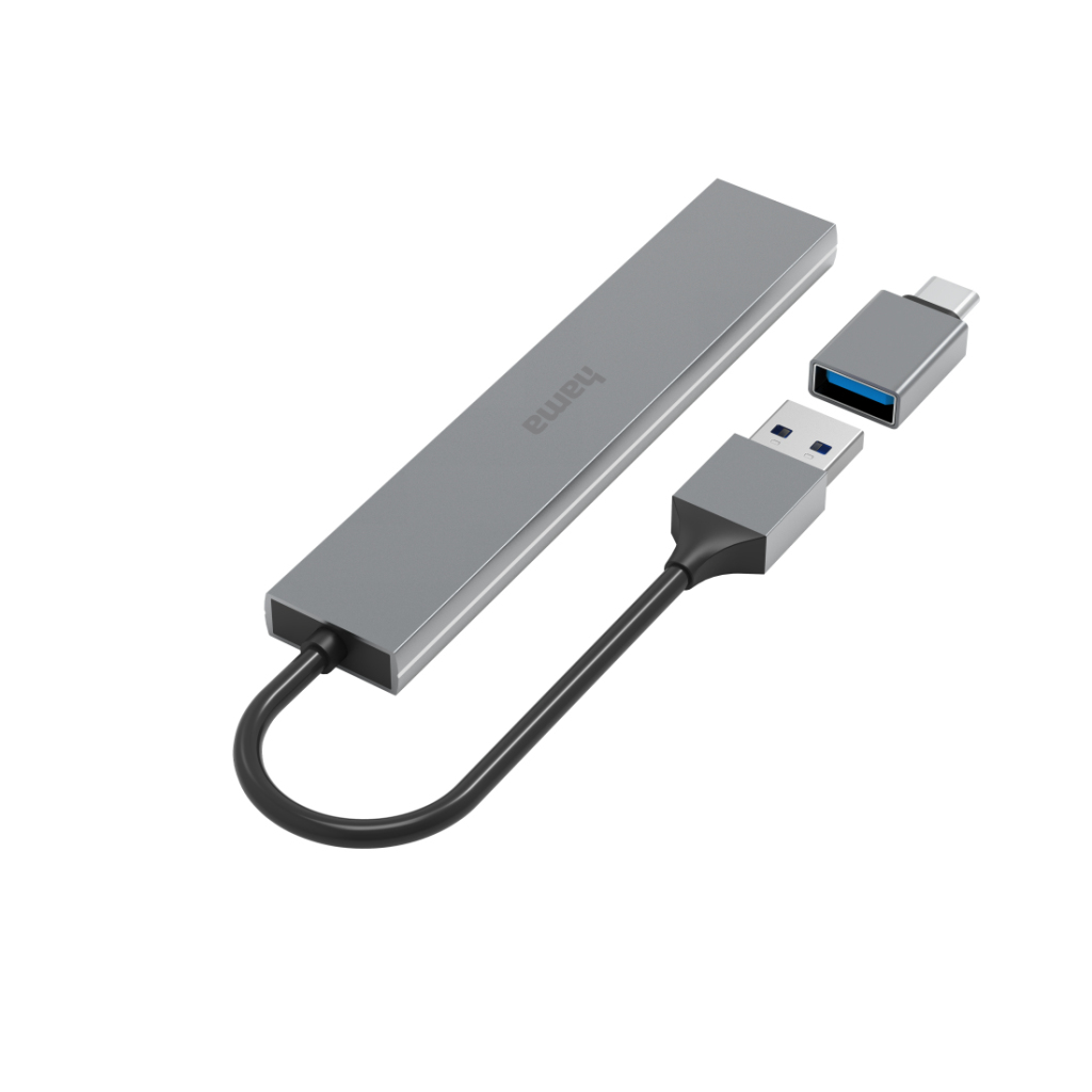 Hama USB-hub 4-poorts USB 3.2 Gen1 5 Gbit/s Ultra Slim Incl. USB-C-adapter - Afbeelding 2