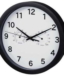 Hama Wandklok Pure Plus Ø 25 Cm Met Thermo-/hygrometer Geluidsarm Zwart