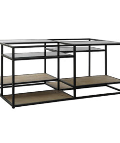 Hoofdtafel DKD Home Decor 8424001787234 Zwart Multicolour Natuurlijk Hout Metaal Spiegel 120 x 60 x 50 cm