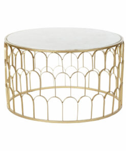 Hoofdtafel DKD Home Decor Glamour Wit Multicolour Gouden Marmer Ijzer 87 x 87 x 51,5 cm