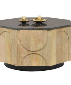Hoofdtafel DKD Home Decor Marmer Mangohout 80 x 80 x 45 cm