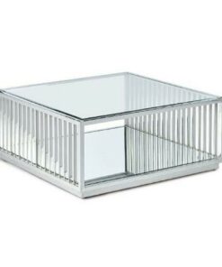 Hoofdtafel DKD Home Decor Transparant Zilverkleurig Staal Spiegel 100 x 100 x 45 cm