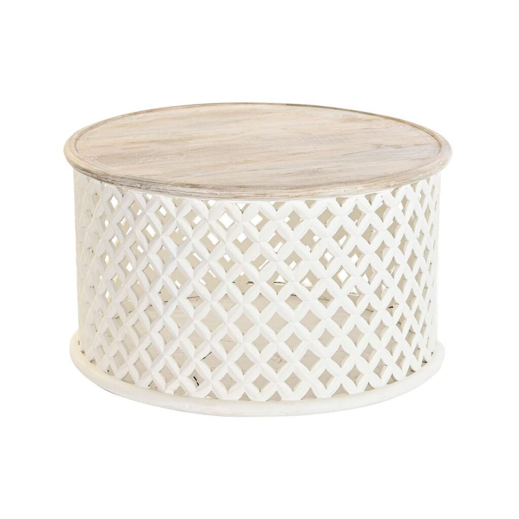 Hoofdtafel DKD Home Decor Wit Natuurlijk Aluminium Mangohout 81 x 81 x 45 cm