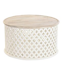 Hoofdtafel DKD Home Decor Wit Natuurlijk Aluminium Mangohout 81 x 81 x 45 cm