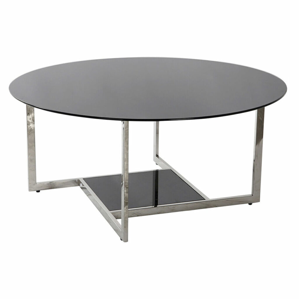 Hoofdtafel DKD Home Decor Zwart Zilverkleurig Kristal Staal Plastic 100 x 100 x 45 cm