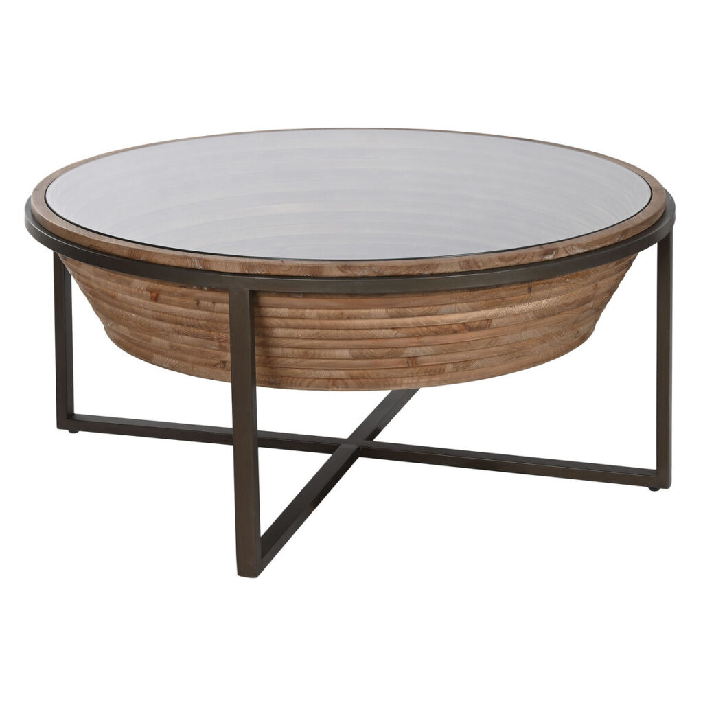 Hoofdtafel Home ESPRIT Kristal Sparrenhout 102 x 102 x 46 cm