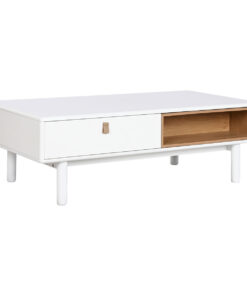 Hoofdtafel Home ESPRIT Wit Natuurlijk Polyurethaan Hout MDF 120 x 60 x 40 cm