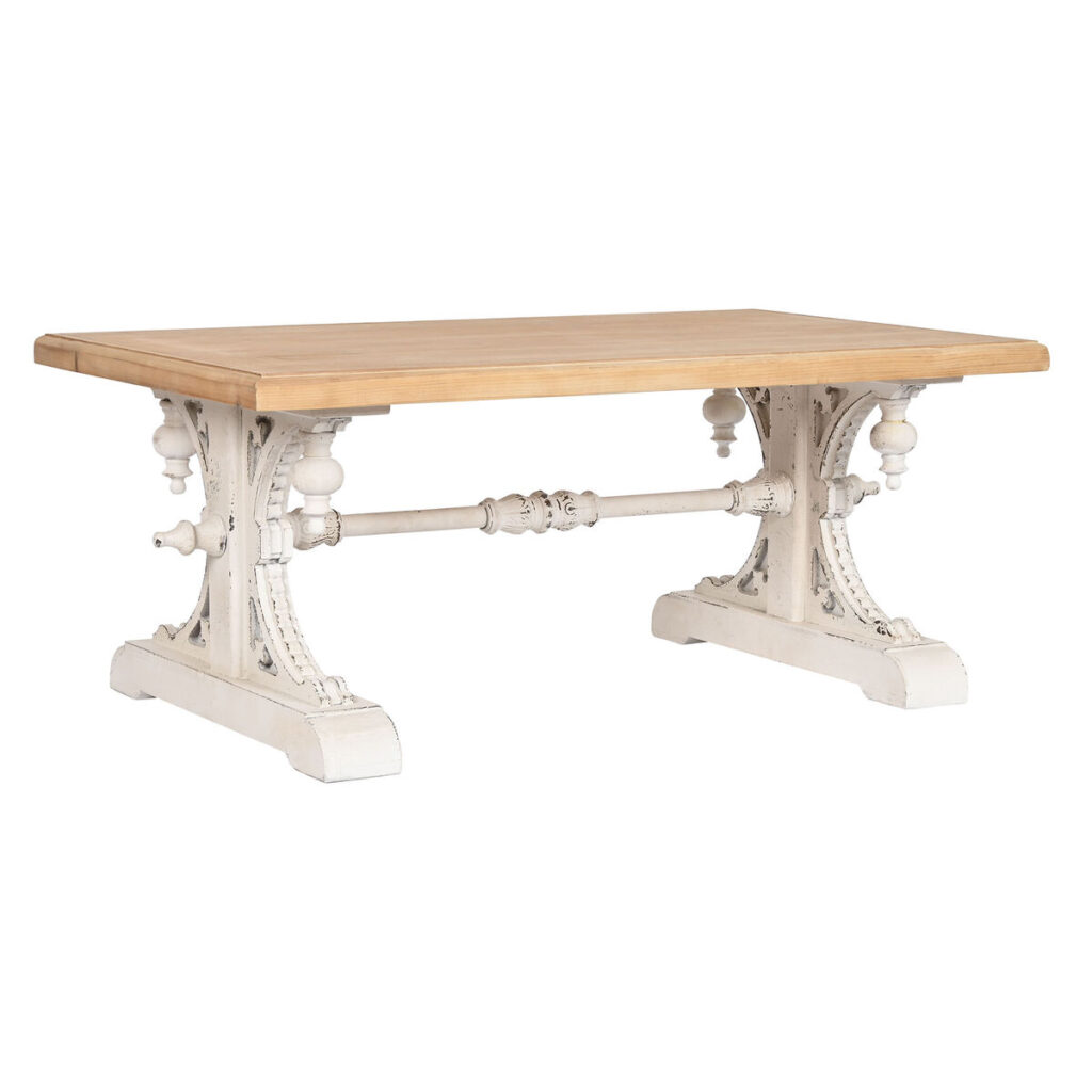 Hoofdtafel Home ESPRIT Wit Natuurlijk Sparrenhout Hout MDF 110 x 65 x 46 cm