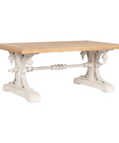 Hoofdtafel Home ESPRIT Wit Natuurlijk Sparrenhout Hout MDF 110 x 65 x 46 cm