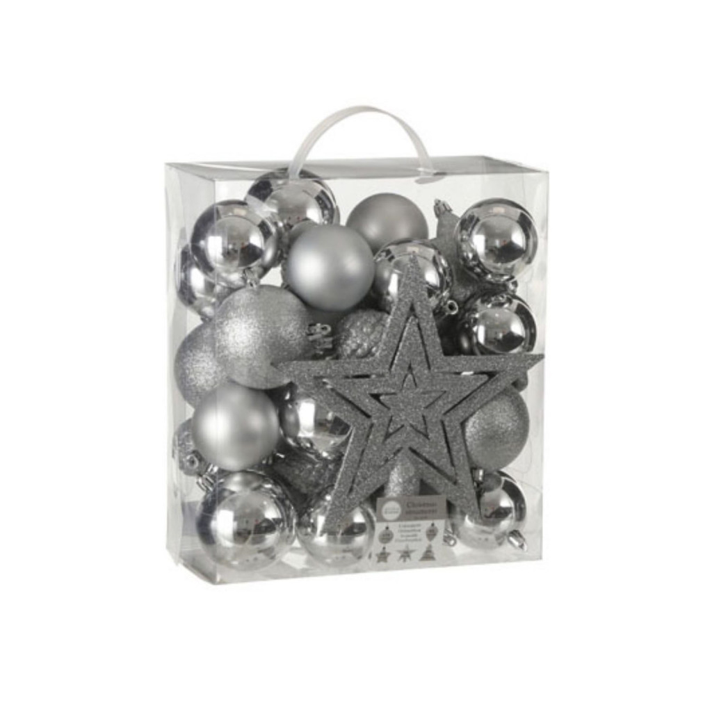 House of Seasons Kerstboom Decoratie Kunststof Zilver 40 Stuks - Afbeelding 3