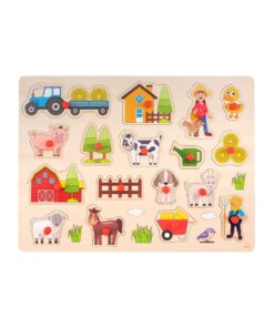 Houten Knopjes Puzzel Boerderij 17 Stukjes - Afbeelding 2