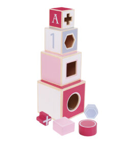 Jipy Houten Stapeltoren + 4 Blokken Roze