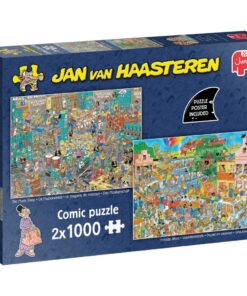Jumbo Jan Van Haasteren Puzzel De Muziekwinkel & Vakantiekriebels 2x1000 Stukjes + Poster