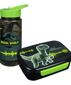 Jurrasic World Broodtrommel en Drinkfles Zwart/Groen