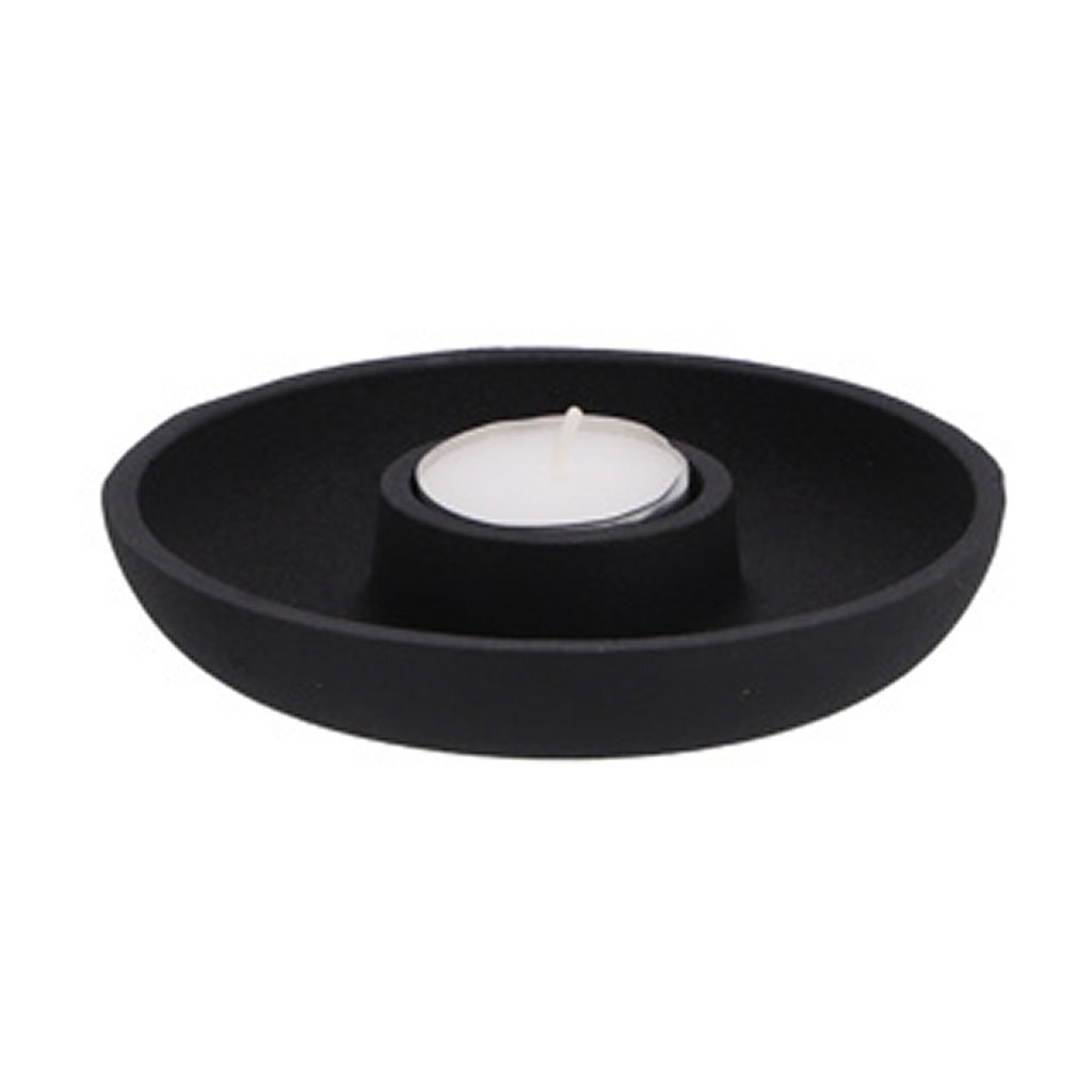 Kaarsenhouder Aluminium Black 13.5x13.5x2.5cm - Afbeelding 2