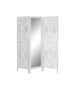 Kamerscherm Home ESPRIT Wit Mangohout Spiegel 152 x 2 x 182 cm