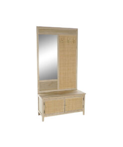Kapstok met spiegel Home ESPRIT Natuurlijk Rotan Paulownia hout Spiegel 92 x 40 x 181 cm