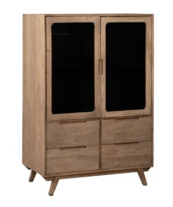 Kast BURNIE Zwart Natuurlijk Kristal Mangohout 107 x 40,5 x 142 cm