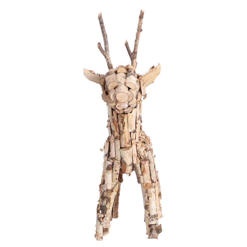Kerstdecoratie Berkenhouten Rendier 60 cm - Afbeelding 2