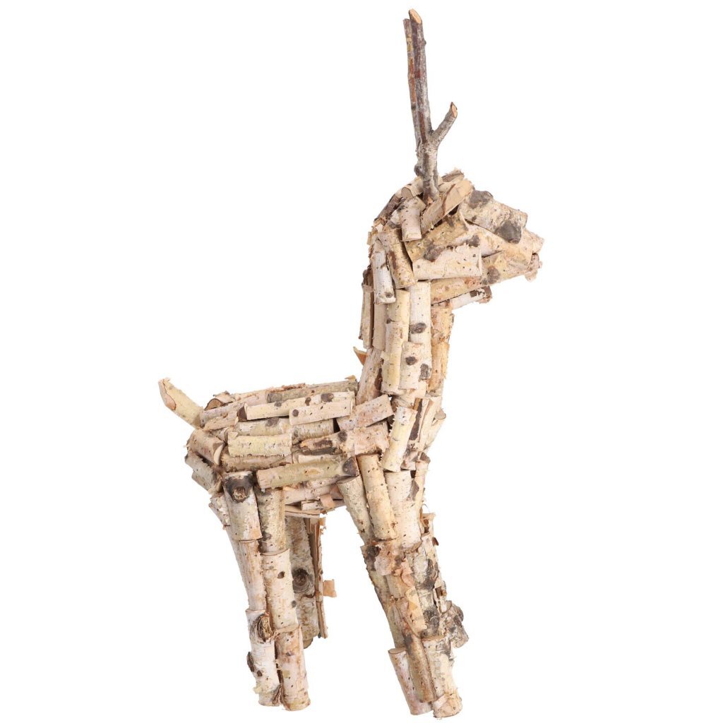 Kerstdecoratie Berkenhouten Rendier 60 cm - Afbeelding 3