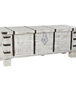 Kist DKD Home Decor Metaal Wit Mangohout (116 x 40 x 45 cm)