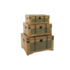 Kofferset Home ESPRIT Groen Hout Canvas Tropisch 81 x 50 x 45 cm (3 Stuks)