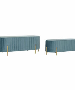 Kruk DKD Home Decor   Blauw Gouden Metaal Polyester Fluweel (123 x 50 x 45 cm)