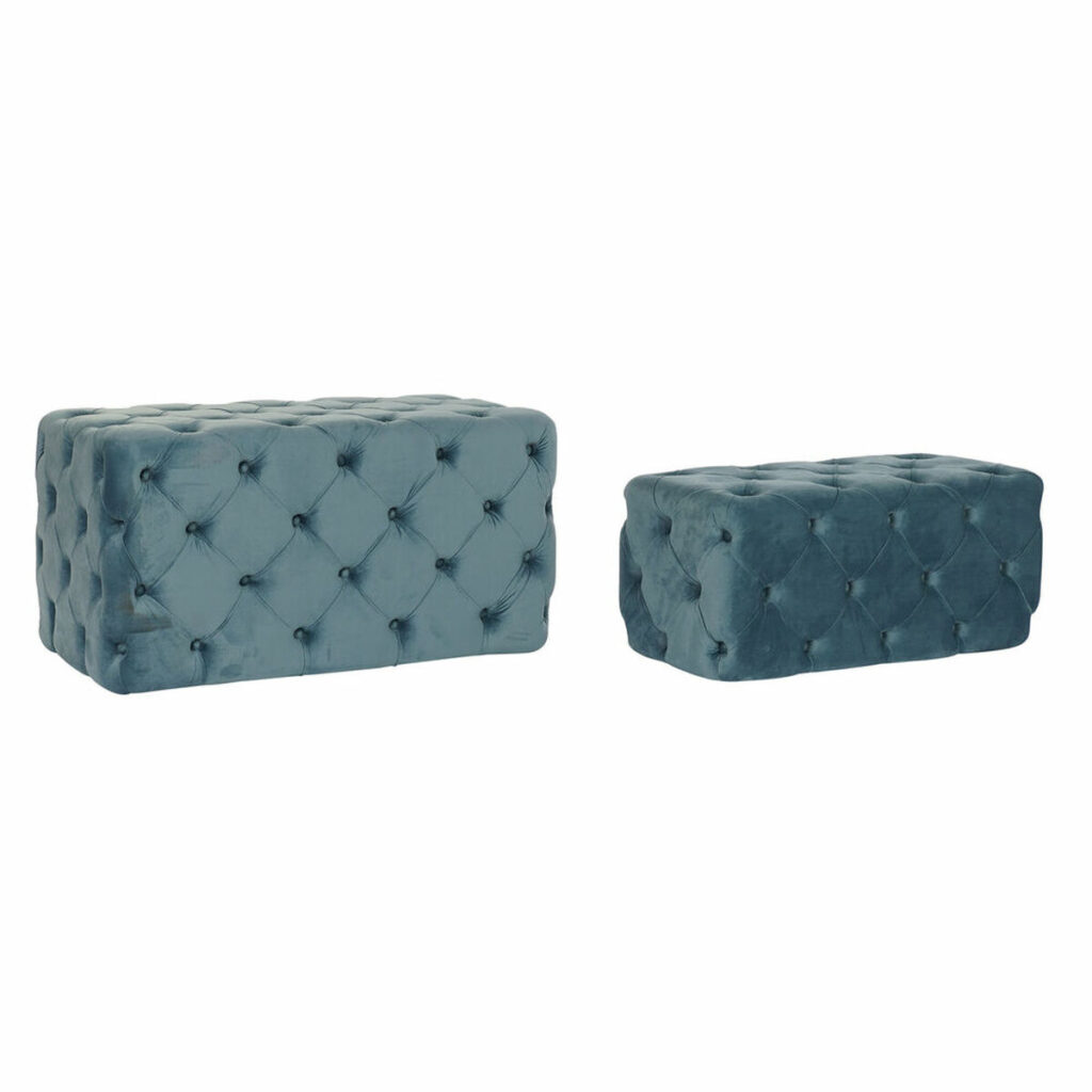 Kruk DKD Home Decor Blauw Polyester Fluweel Hout MDF (88 x 53 x 48 cm)