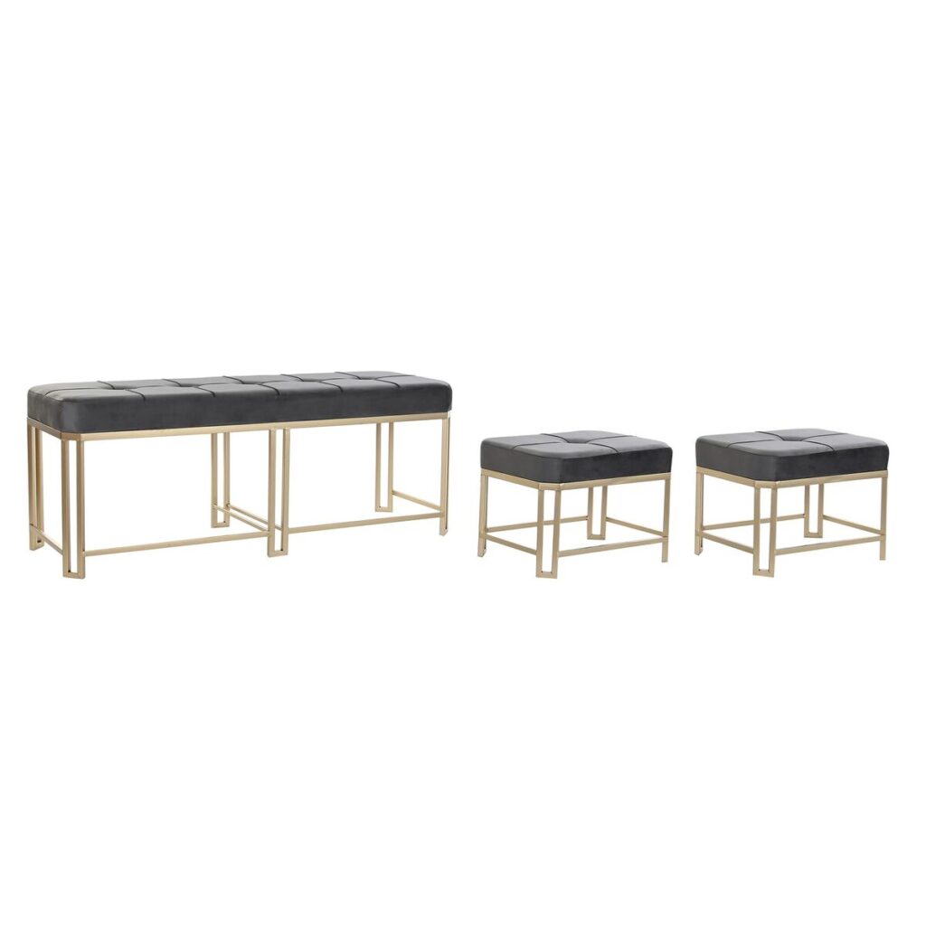 Kruk DKD Home Decor Grijs Metaal Fluweel (120 x 40 x 47 cm)