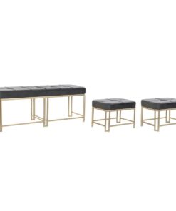 Kruk DKD Home Decor   Grijs Metaal Fluweel (120 x 40 x 47 cm)