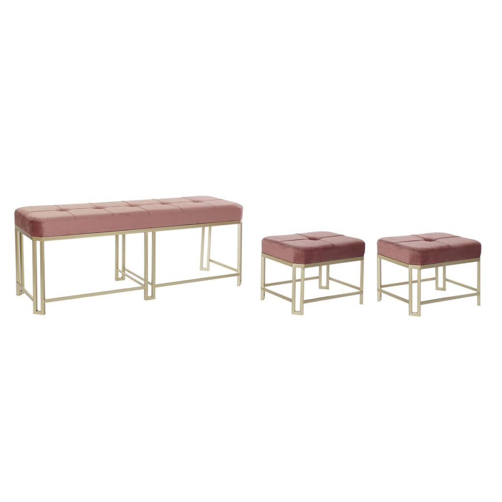 Kruk DKD Home Decor Roze Metaal Fluweel (120 x 40 x 46 cm)