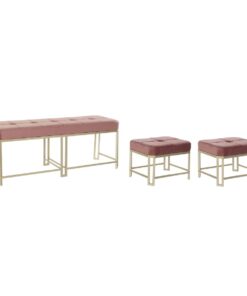 Kruk DKD Home Decor   Roze Metaal Fluweel (120 x 40 x 46 cm)