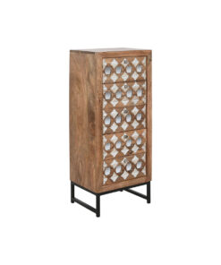 Ladenkast Home ESPRIT Bruin Zwart Zilverkleurig Mangohout Spiegel Indiaas 45 x 35 x 105 cm
