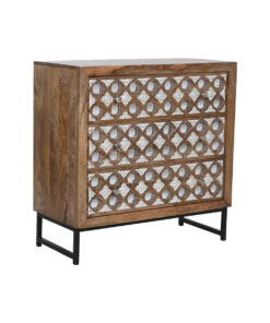 Ladenkast Home ESPRIT Bruin Zwart Zilverkleurig Mangohout Spiegel Indiaas 80 x 38 x 80 cm