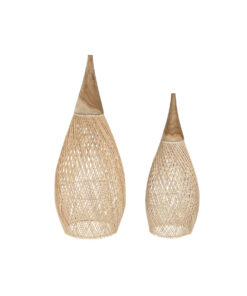 Lampenkap Home ESPRIT Natuurlijk Bamboe Teakhout 35 x 35 x 85 cm (2 Stuks)