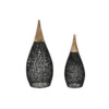 Lampenkap Home ESPRIT Zwart Bamboe Teakhout 35 x 35 x 85 cm (2 Stuks)