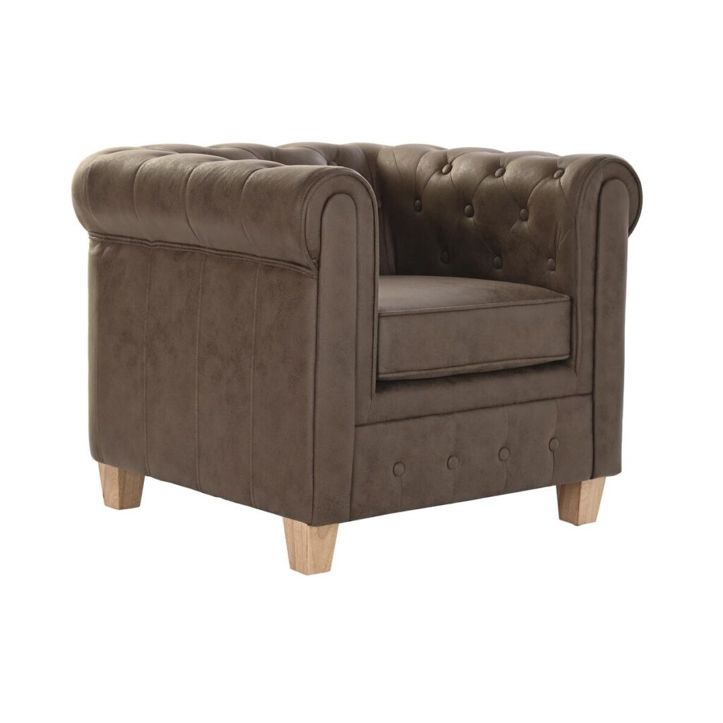 Leunstoel DKD Home Decor 80 x 80 x 70 cm Hout Donkerbruin