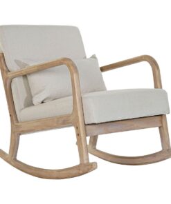 Leunstoel DKD Home Decor Beige Natuurlijk Rubberwood Sixties 66 x 85 x 81 cm