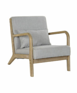 Leunstoel DKD Home Decor Grijs Polyester Linnen Rubberwood (65 x 83 x 74 cm)