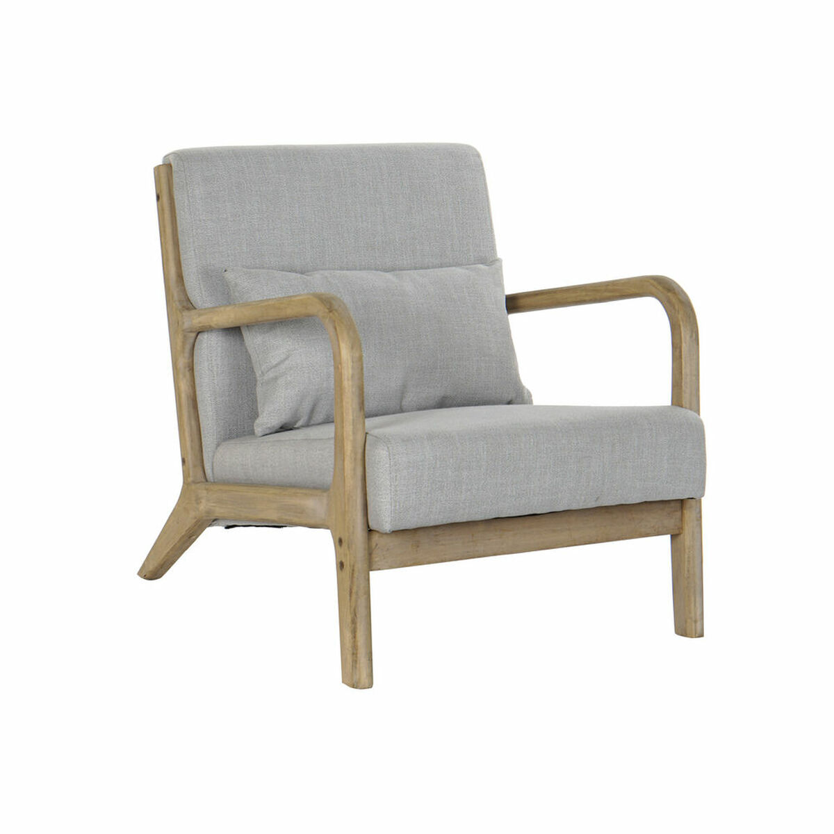 Leunstoel DKD Home Decor Grijs Polyester Linnen Rubberwood (65 x 83 x 74 cm)