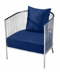 Leunstoel DKD Home Decor Polyester Staal Marineblauw (66 x 69 x 70 cm)