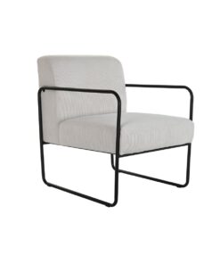 Leunstoel DKD Home Decor Zwart Polyester Wit Ijzer (64 x 74 x 79 cm)