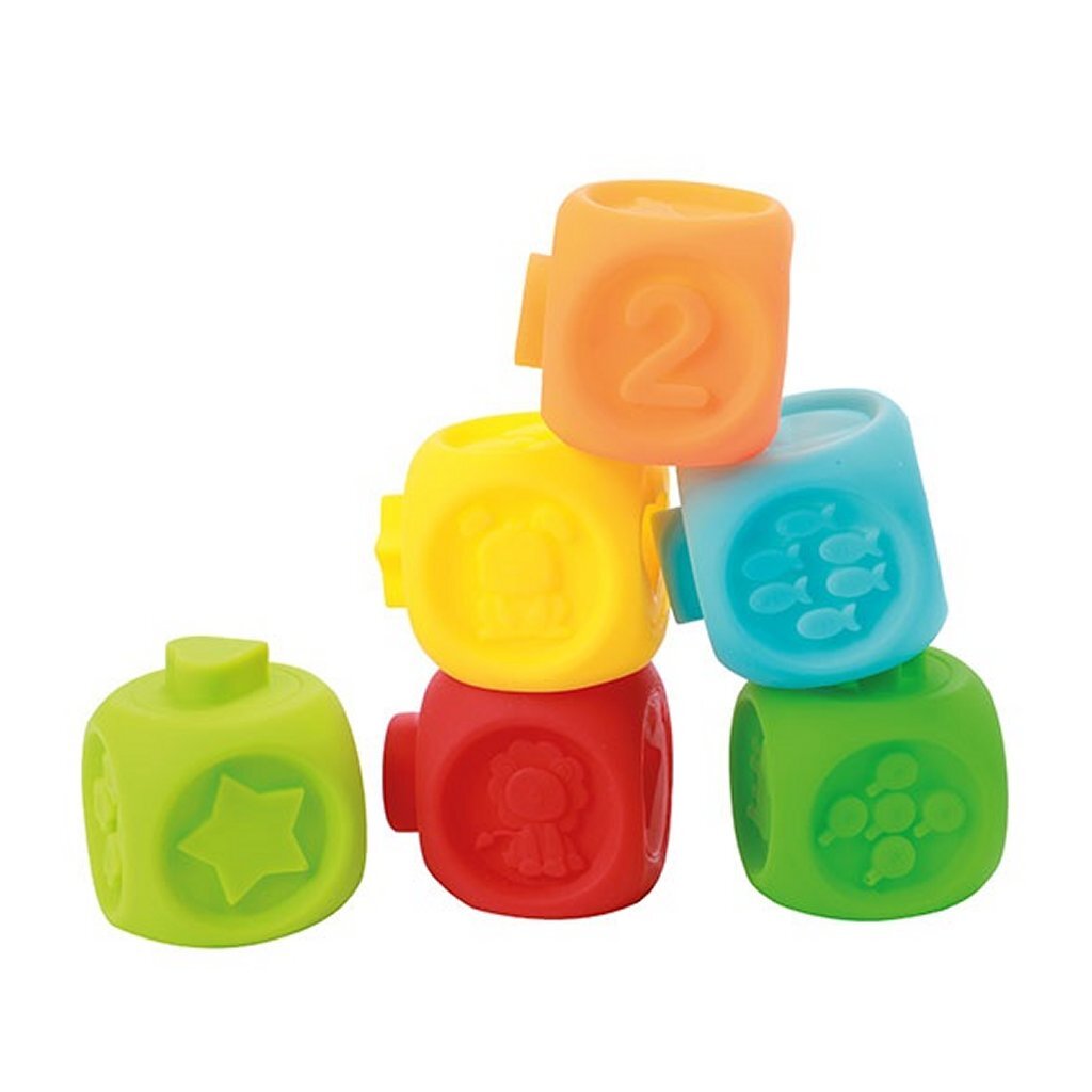 Little Stars Baby Stapelblokken 6 Stuks + 2 Dieren - Afbeelding 3
